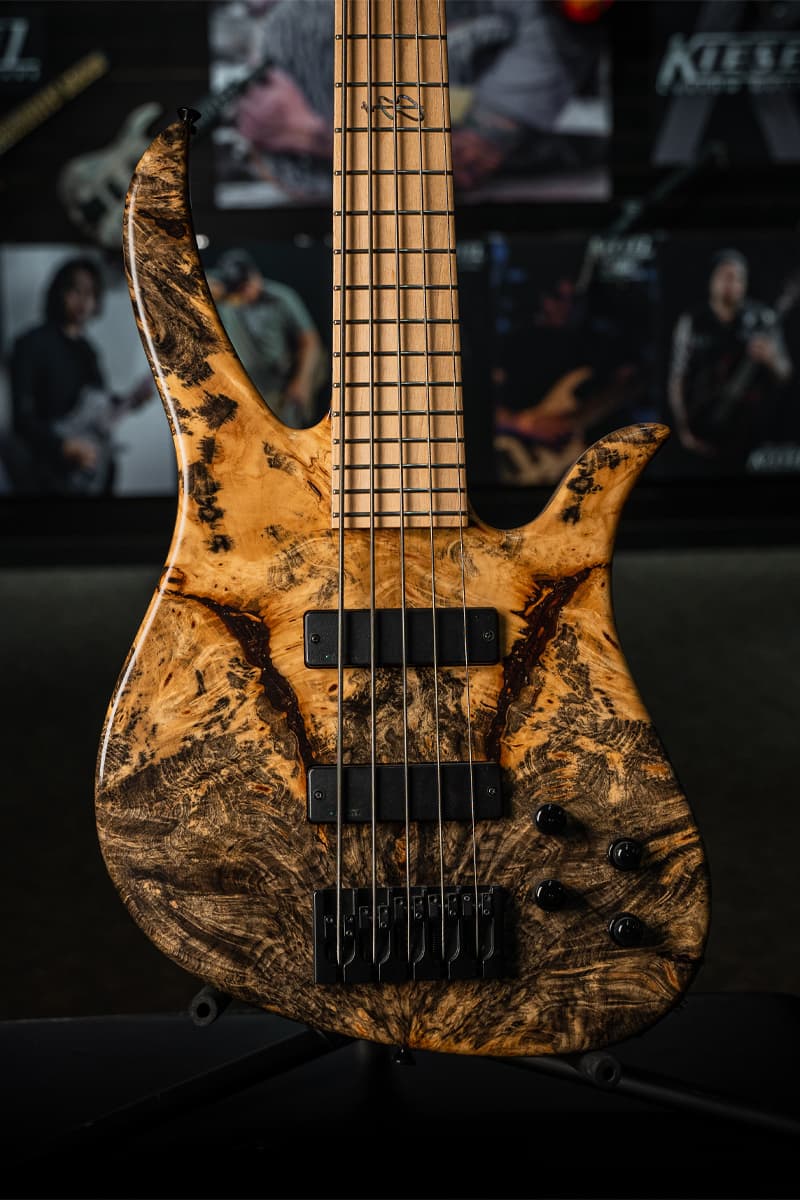Kiesel Guitars Brian Bromberg Signature 4 String With master grade buckeye top, maple fingerboard, kiesel radium radiused single coils, black hardware