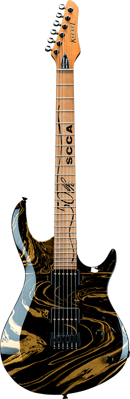 Kiesel Guitars SCCA Trophy Guitar Gold and Black Swirl